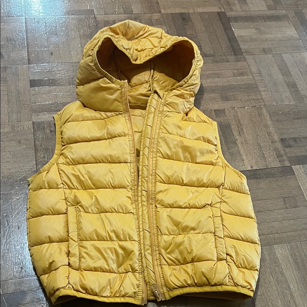 Yellow Puffer Vest with Hood